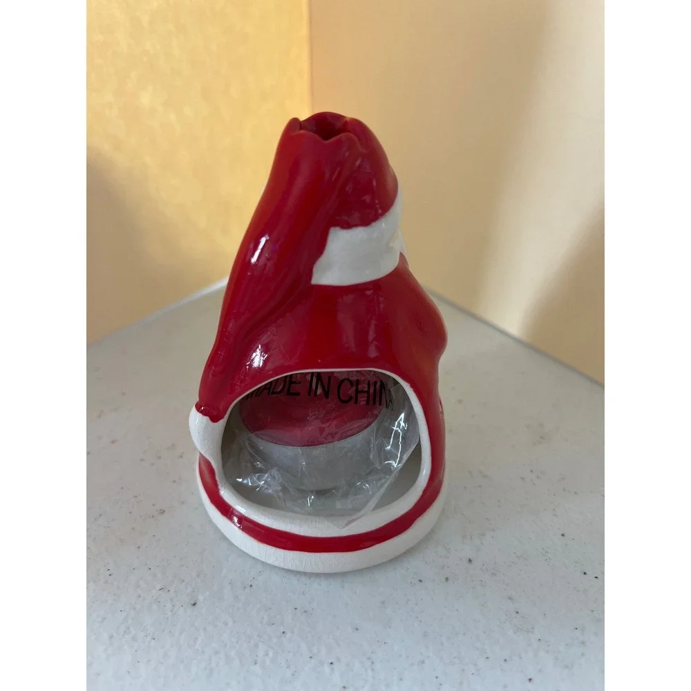 Russ Berrie Ceramic Santa Claus Tea Light Candle Holder Snowman Christmas Decor